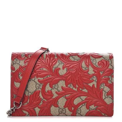 Gucci GG Supreme Monogram Arabesque Chain Wallet Hibiscus Red 1 of 6