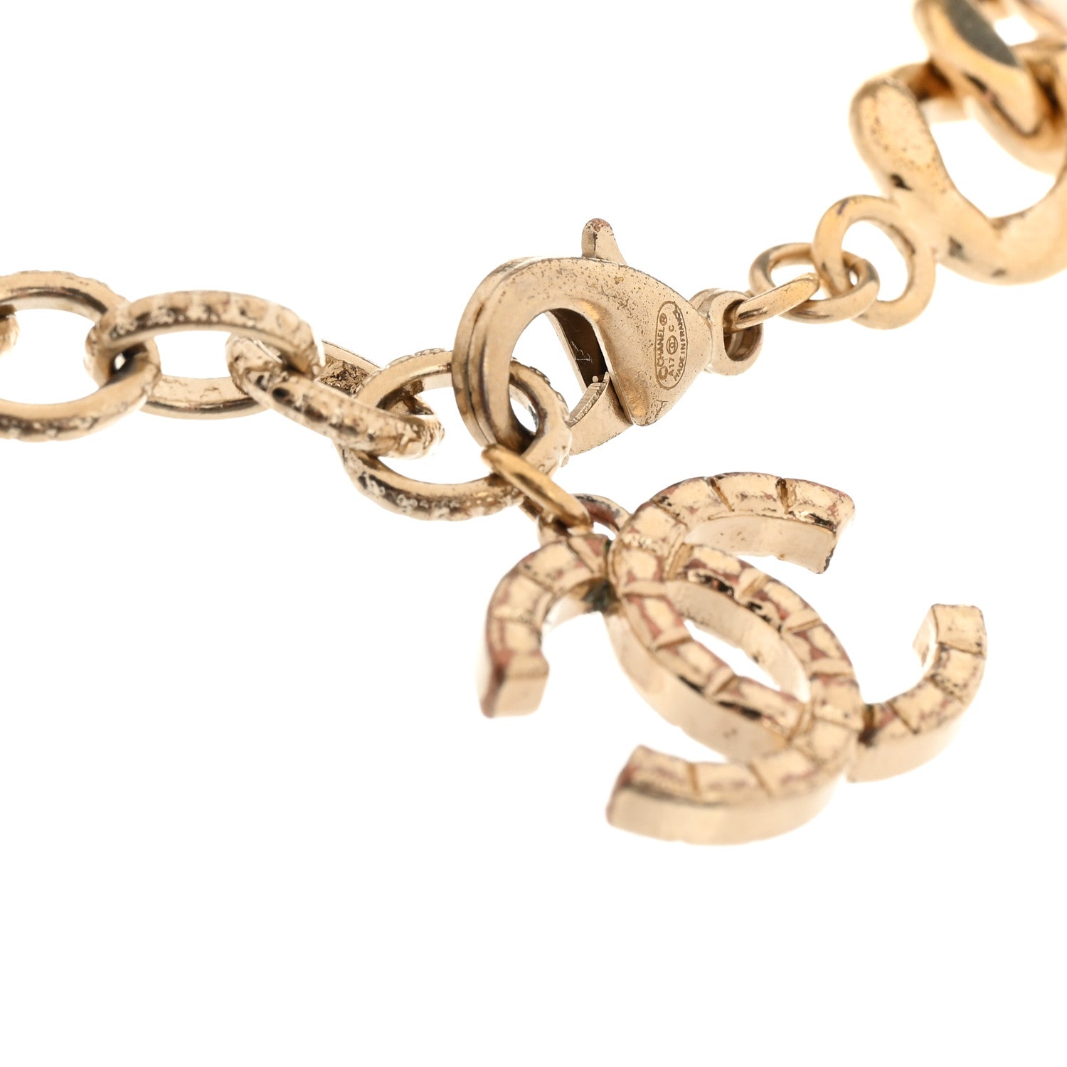 Chanel Crystal Chain Baguette Logo Star Bracelet Gold 4 of 5