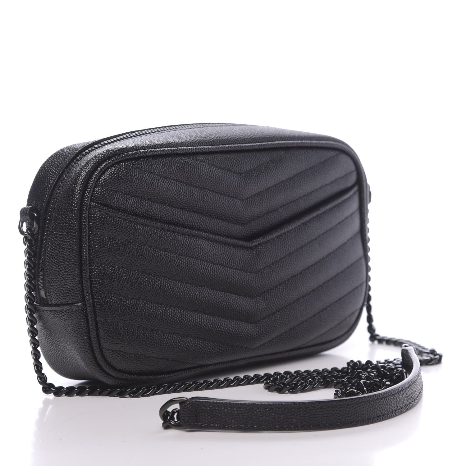 Saint Laurent Grain De Poudre Matelasse Monogram Mini Lou Camera Bag Black 3 of 12
