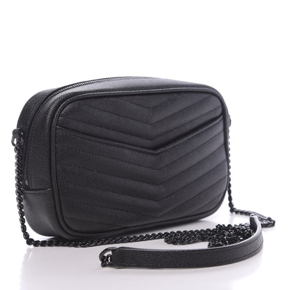 Saint Laurent Grain De Poudre Matelasse Monogram Mini Lou Camera Bag Black 3 of 12