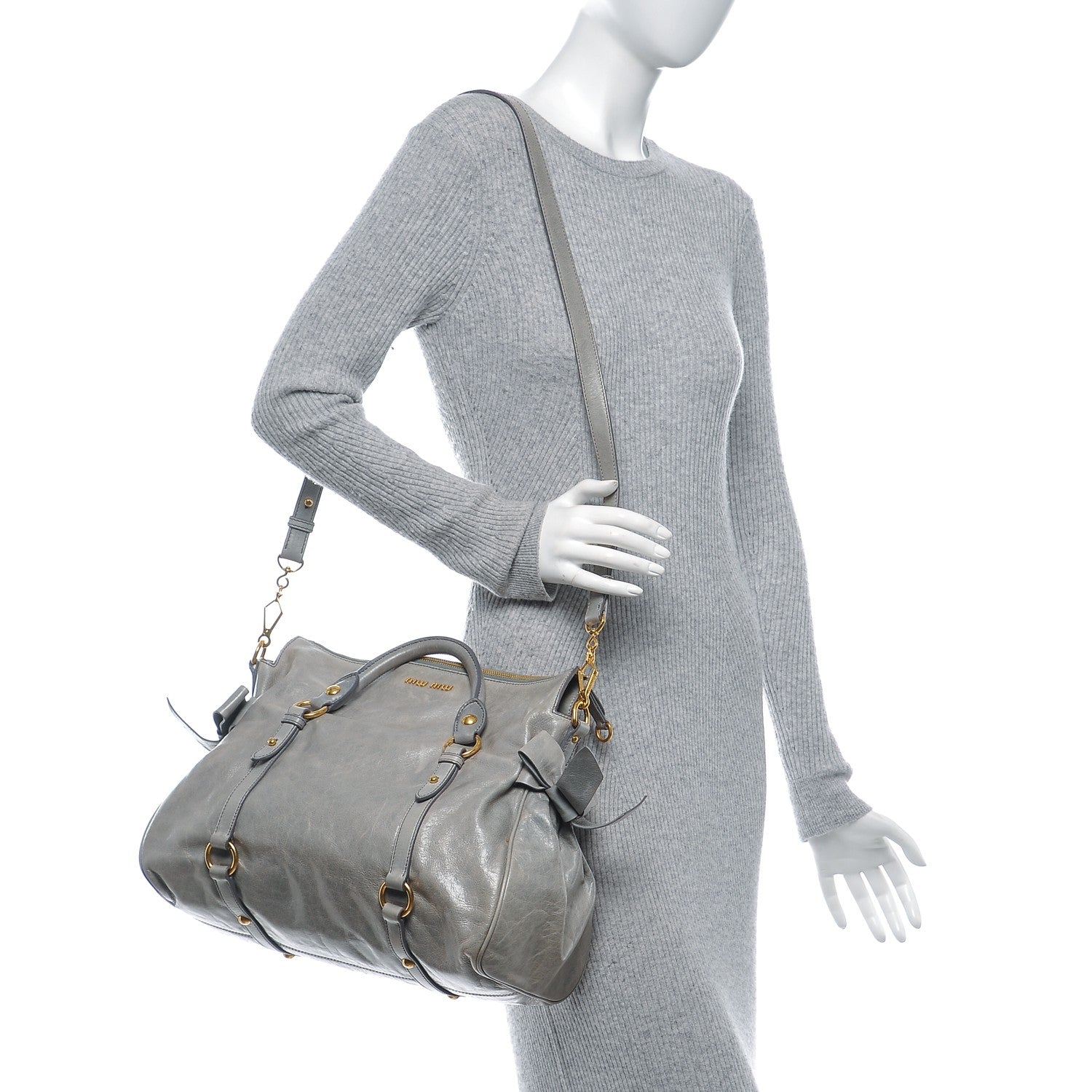 Miu Miu Vitello Lux Medium Bow Bag Nube 2 of 7