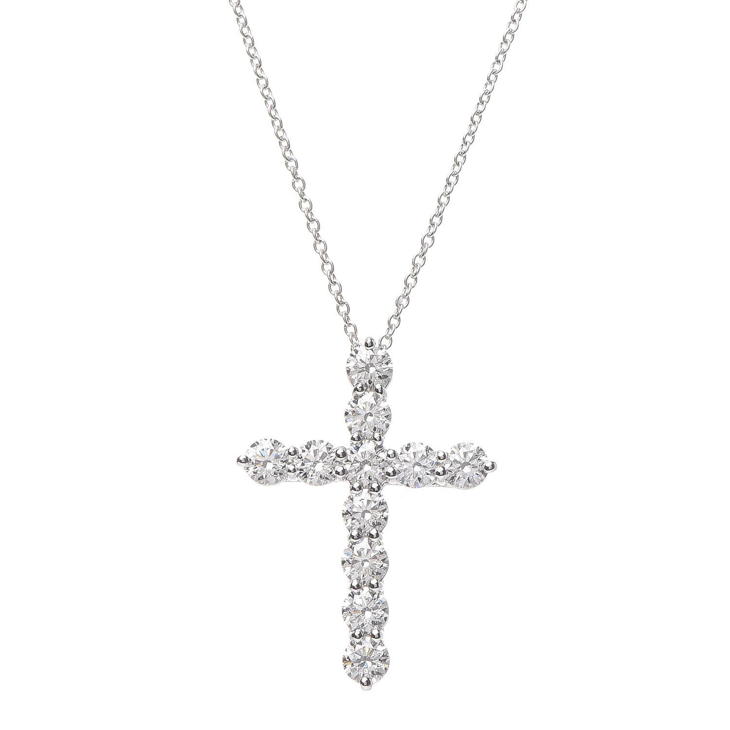 Platinum Diamond Large Cross Pendant Necklace