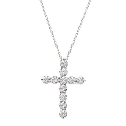 Tiffany Platinum Diamond Large Cross Pendant Necklace 4 of 8