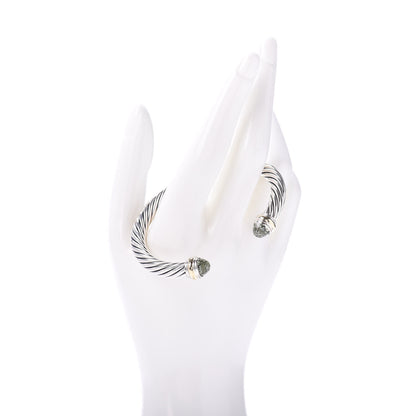 David Yurman Sterling Silver 14K Yellow Gold Prasiolite 7mm Cable Classics Bracelet 2 of 4