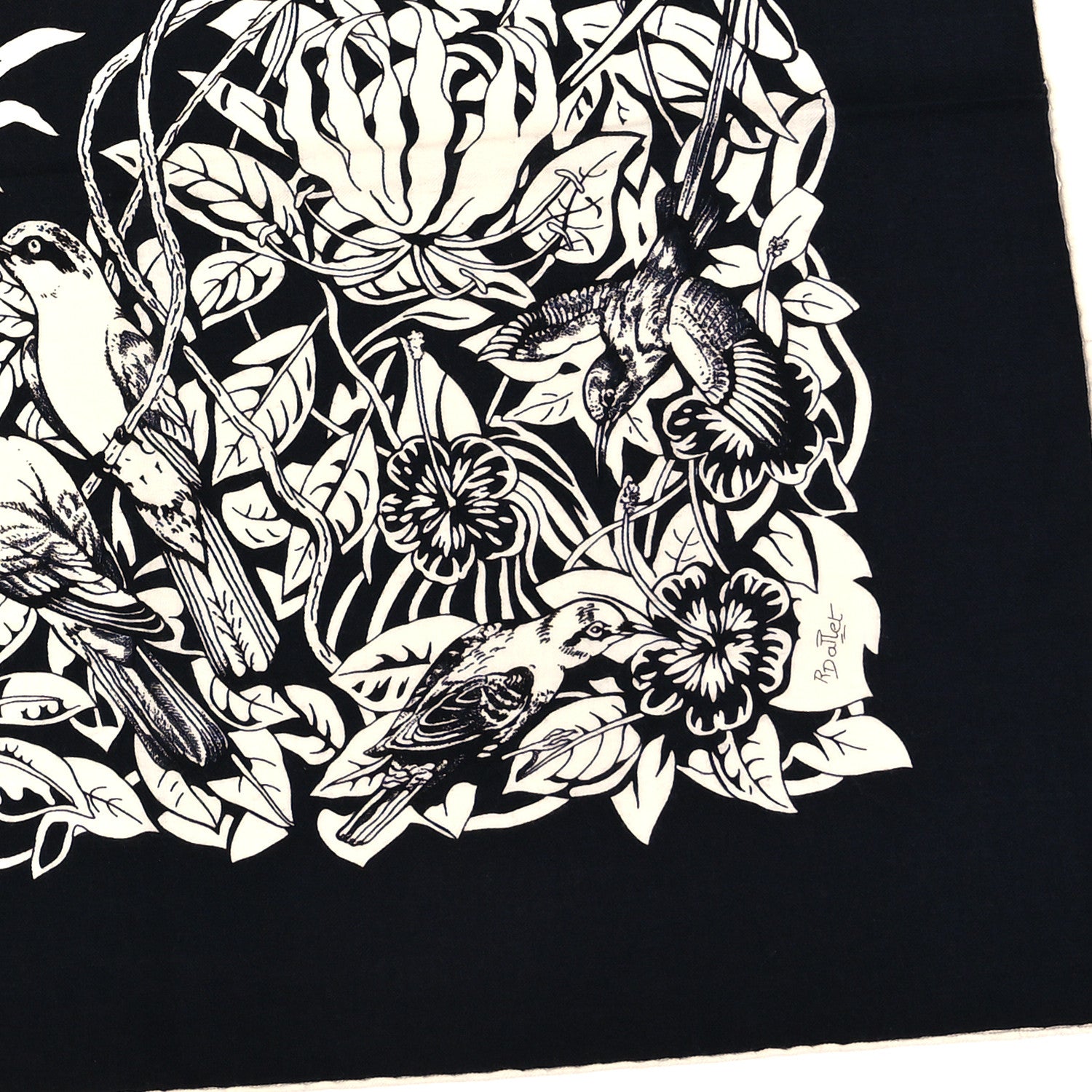 Hermes Cashmere Silk Jungle Love Tattoo Shawl 140 Bleu Black White 3 of 5
