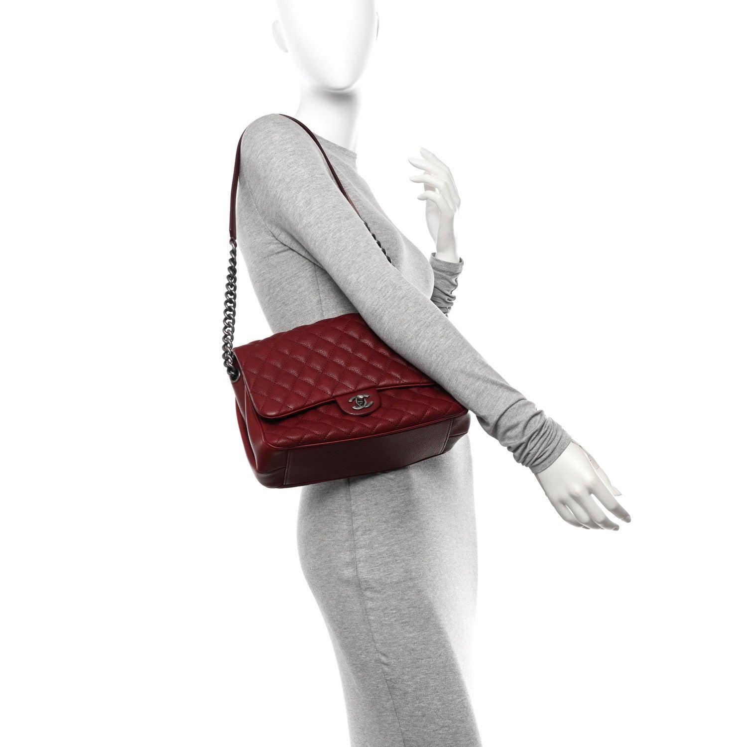 Chanel Caviar Quilted Medium Rock In Rome Single Flap Burgundy 3 of 10