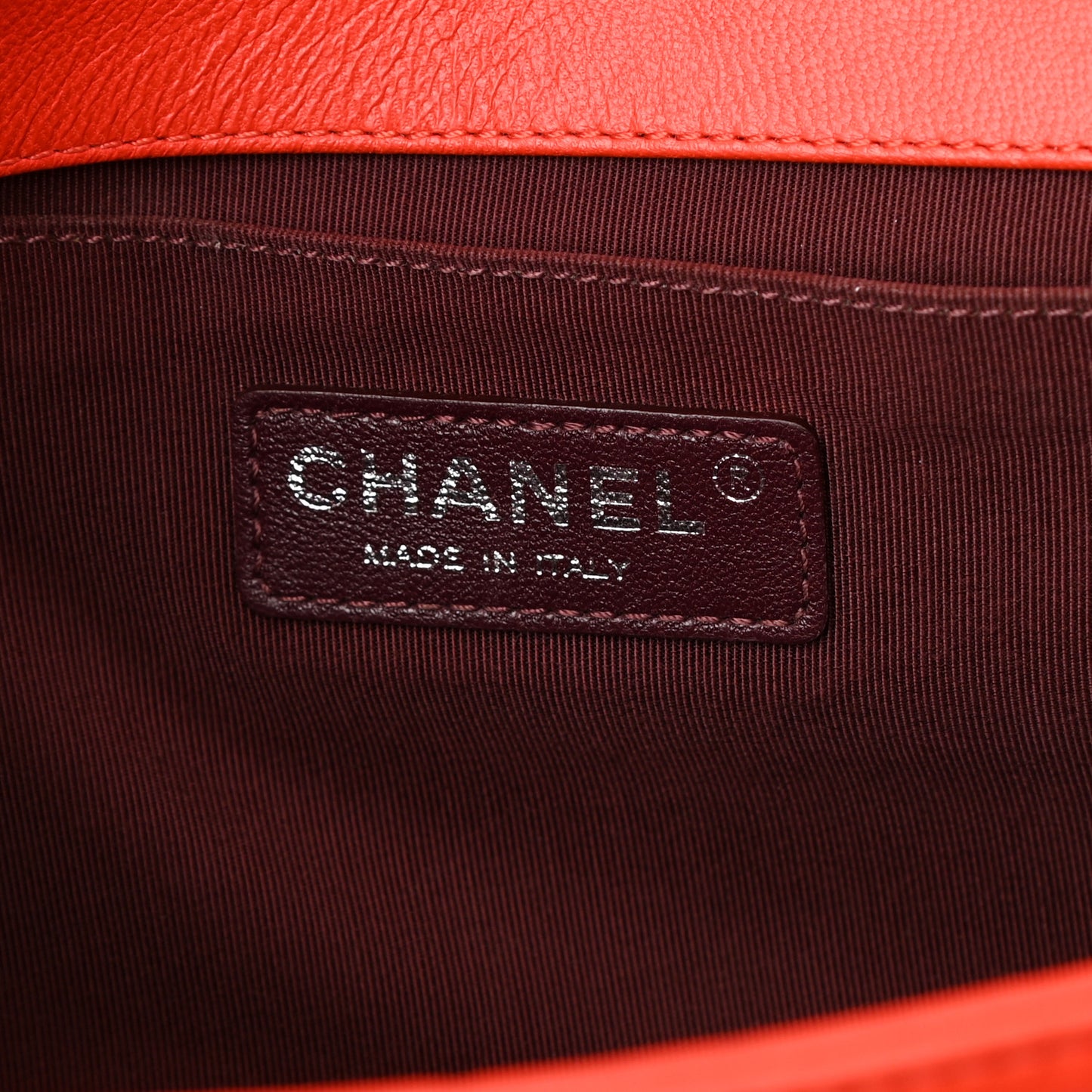 Wrinkled Lambskin Chevron Quilted Medium Boy Flap Orange