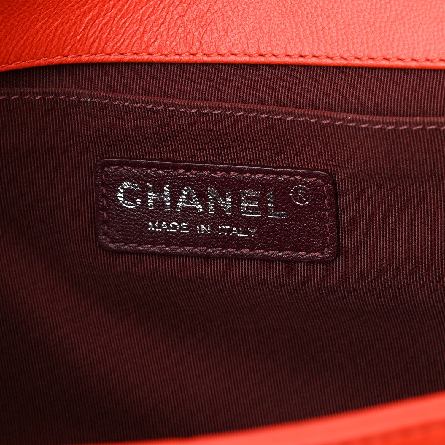 Chanel Wrinkled Lambskin Chevron Quilted Medium Boy Flap Orange 6 of 10