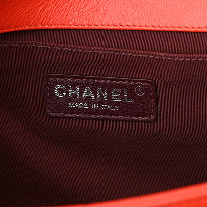 Chanel Wrinkled Lambskin Chevron Quilted Medium Boy Flap Orange 6 of 10