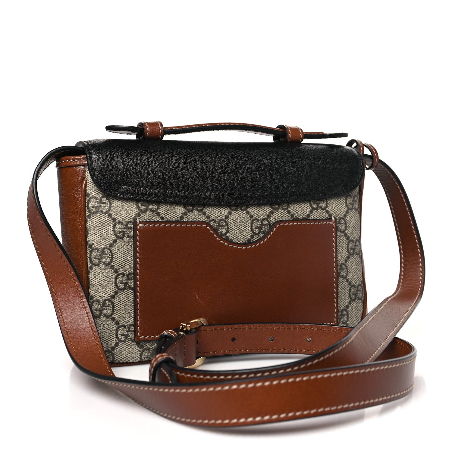 Gucci GG Supreme Monogram New Sakai Lux Calfskin Mini Padlock Flap Pocket Shoulder Bag Beige Ebony Black Cuir 3 of 10