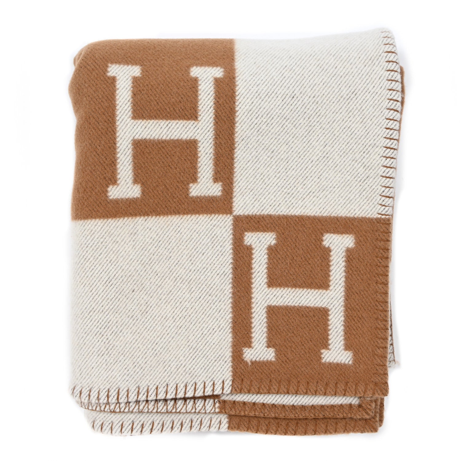 Hermes Wool Cashmere Avalon Blanket Ecru Camel 1 of 3