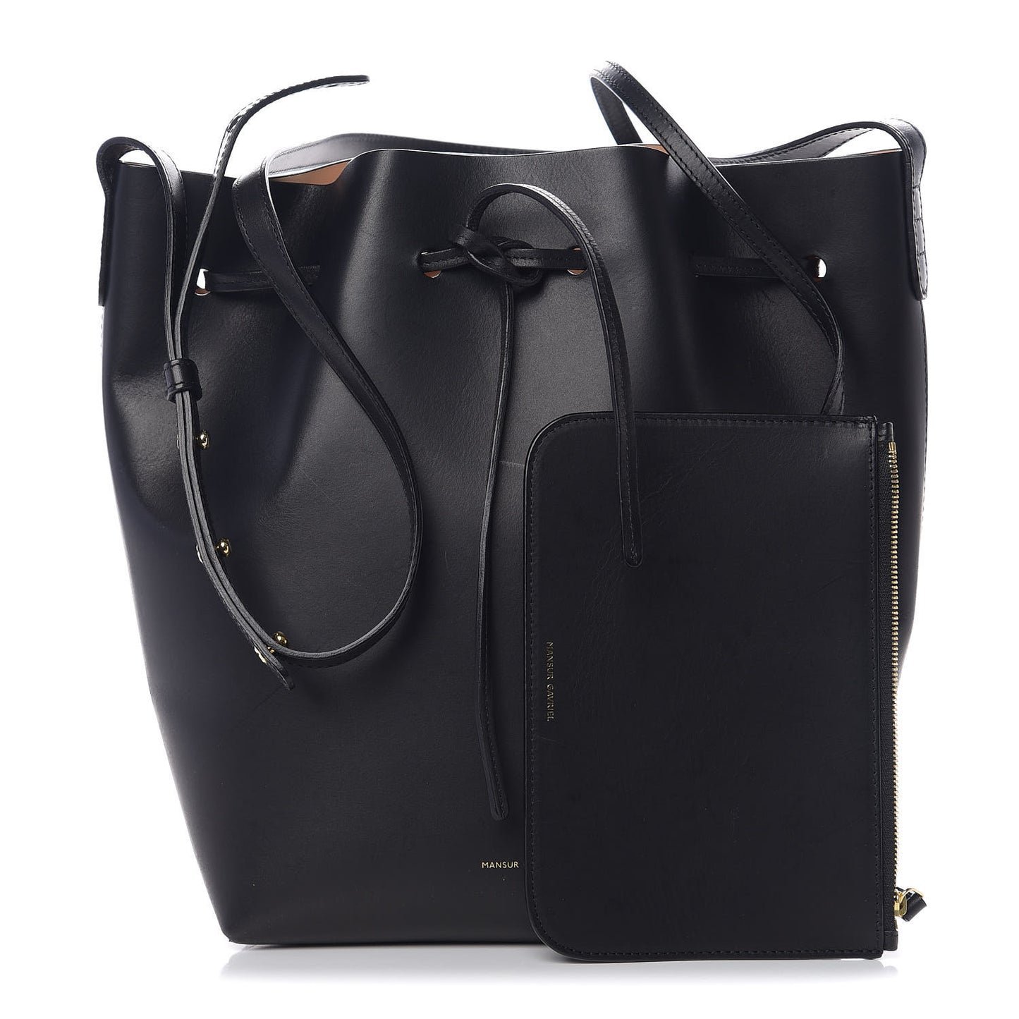 Vegetable Tanned Calfskin Bucket Bag Black Ballerina