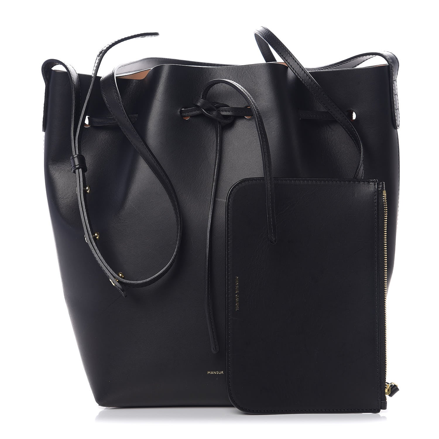 Mansur Gavriel Vegetable Tanned Calfskin Bucket Bag Black Ballerina 1 of 8