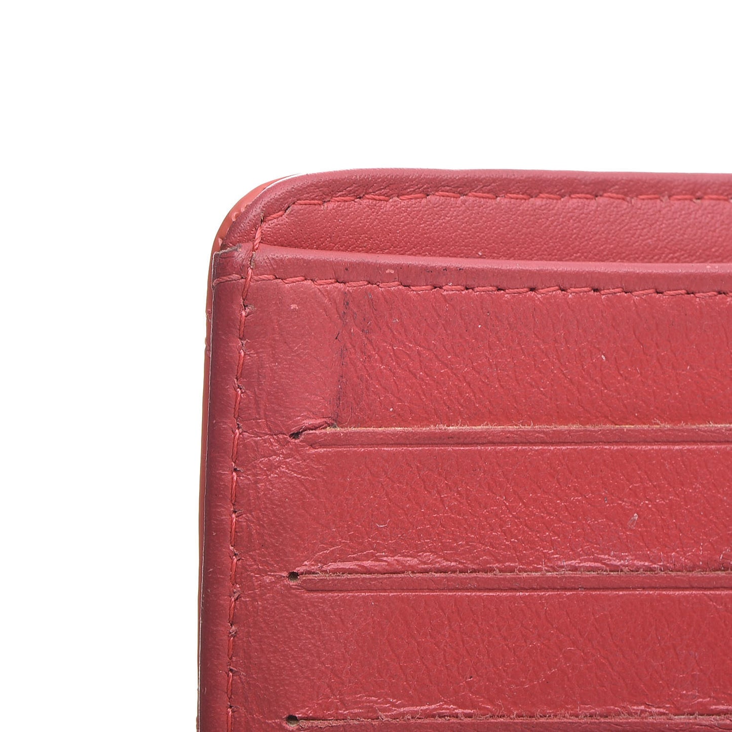 Patent Quilted Zip Pocket Wallet Coral