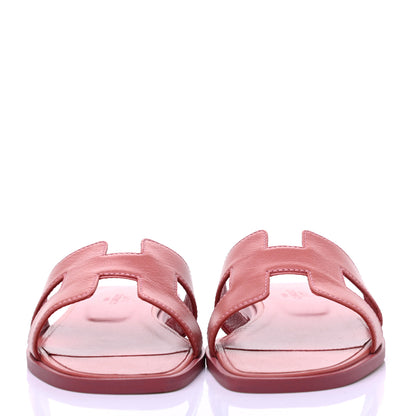 Hermes Goatskin Oran Sandals 35.5 Rouge Blush 2 of 10
