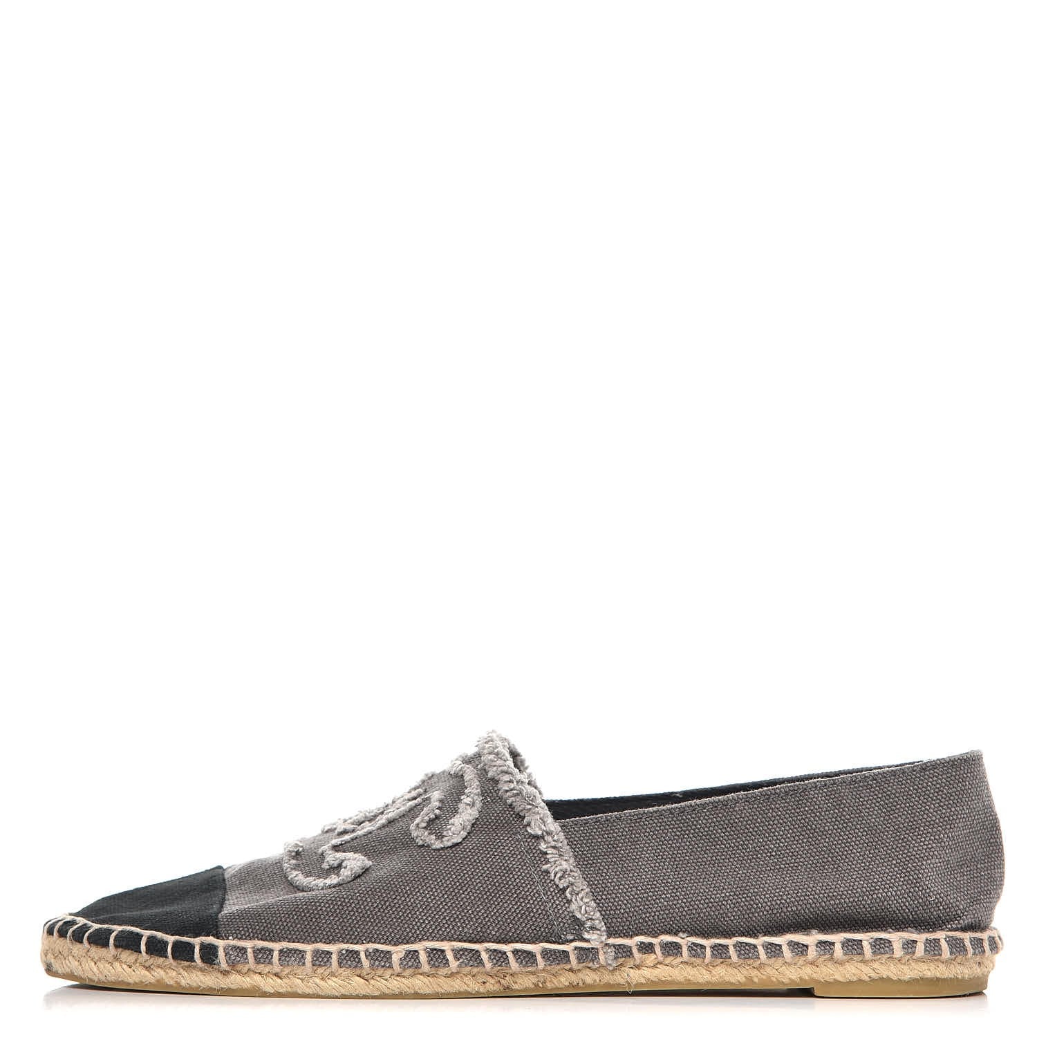 Chanel Denim Toile CC Espadrilles 38 Grey Black 1 of 9