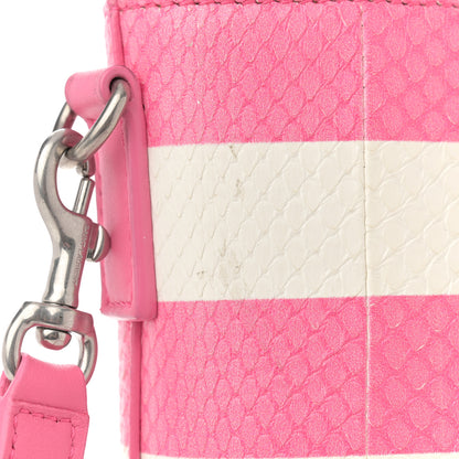 Saint Laurent Snakeskin Embossed Stripe Toy Shopping Tote White Pink 12 of 12