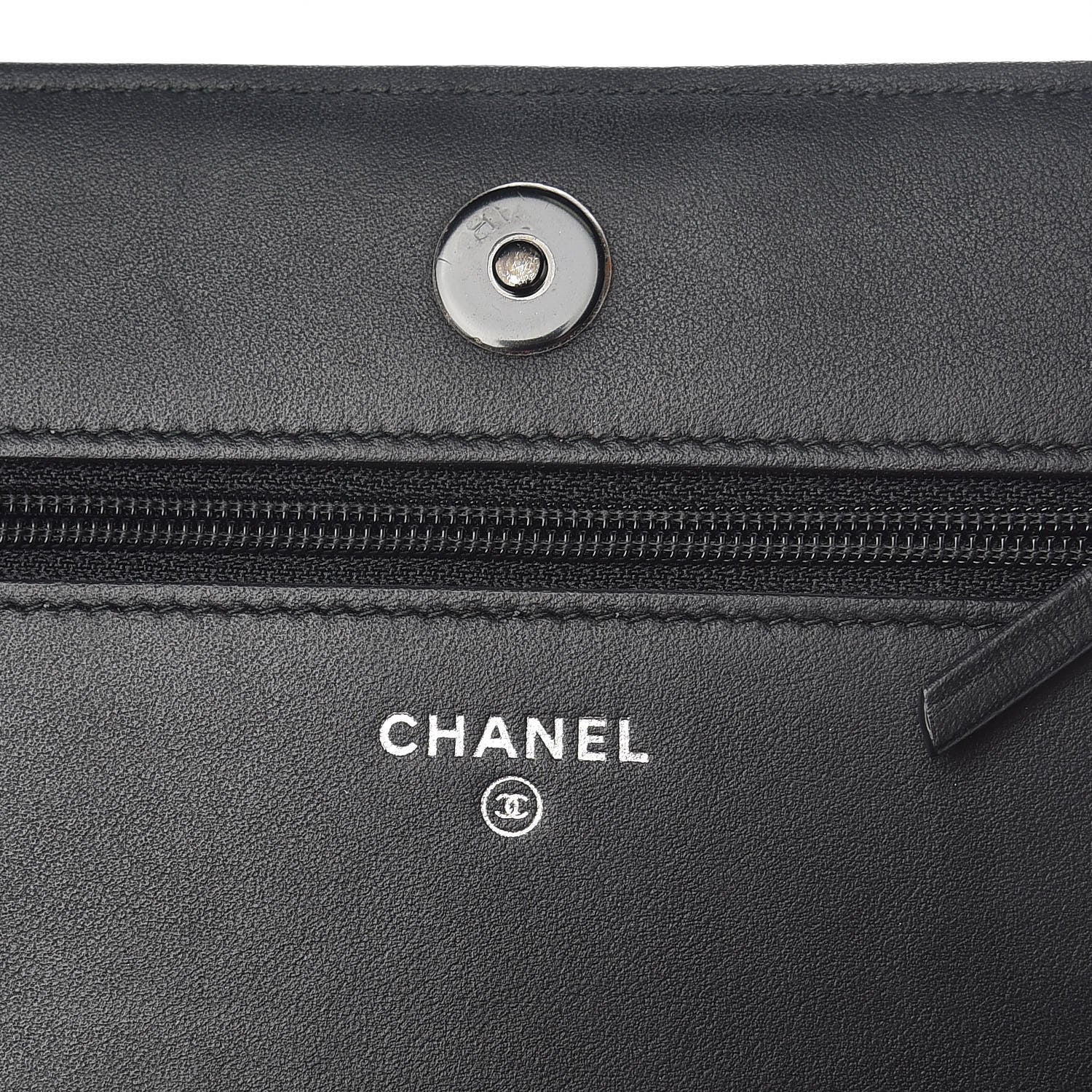 Chanel Calfskin Painted Chevron Embossed Boy Wallet On Chain WOC Black 7 of 11