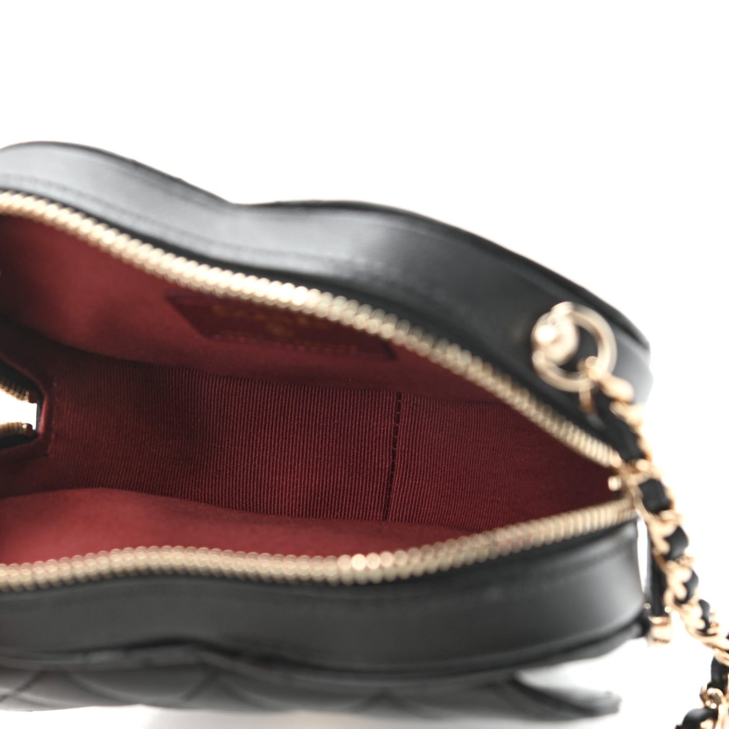 Lambskin Quilted CC In Love Heart Clutch With Chain Black