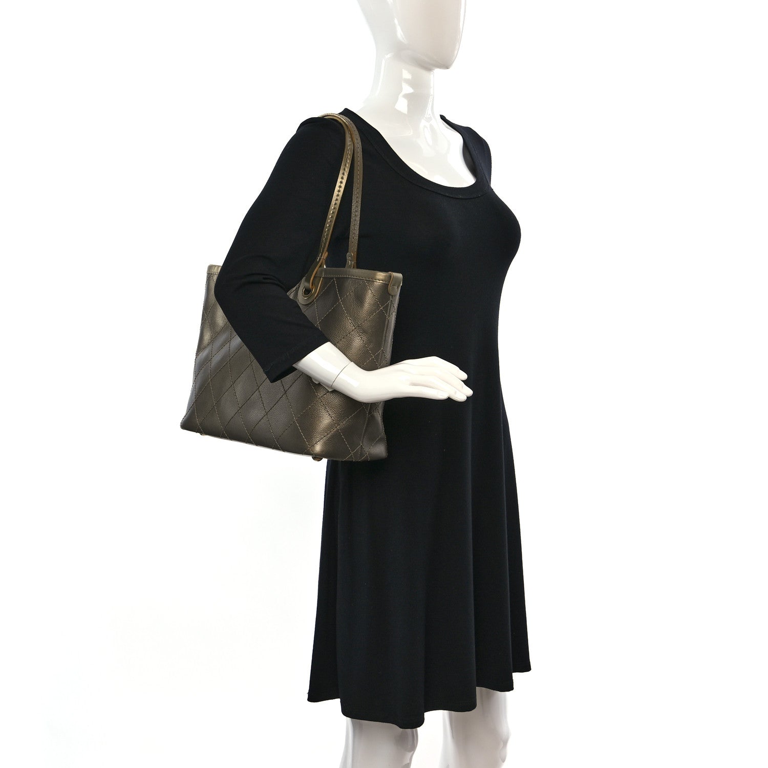 Chanel Grained Calfskin Large Shopping Fever Tote Gold 3 of 12