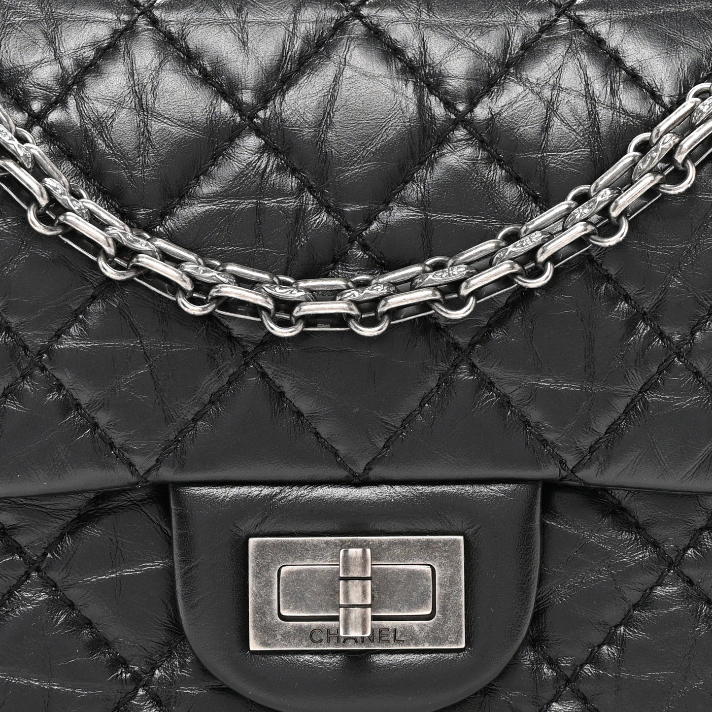 Aged Calfskin Quilted 2.55 Reissue Mini Flap Black