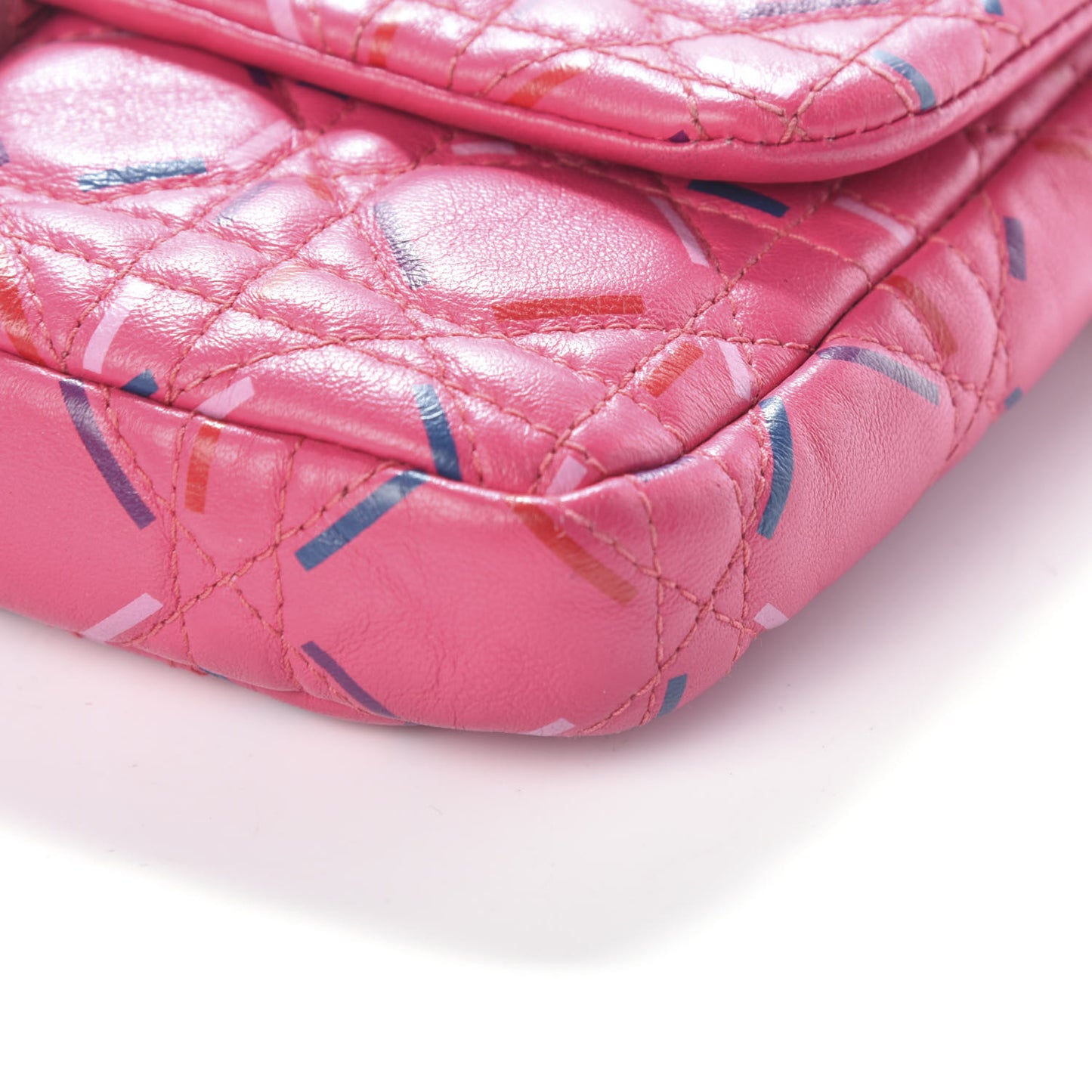 Lambskin Cannage Printed Miss Dior Promenade Pouch Fuchsia Multicolor