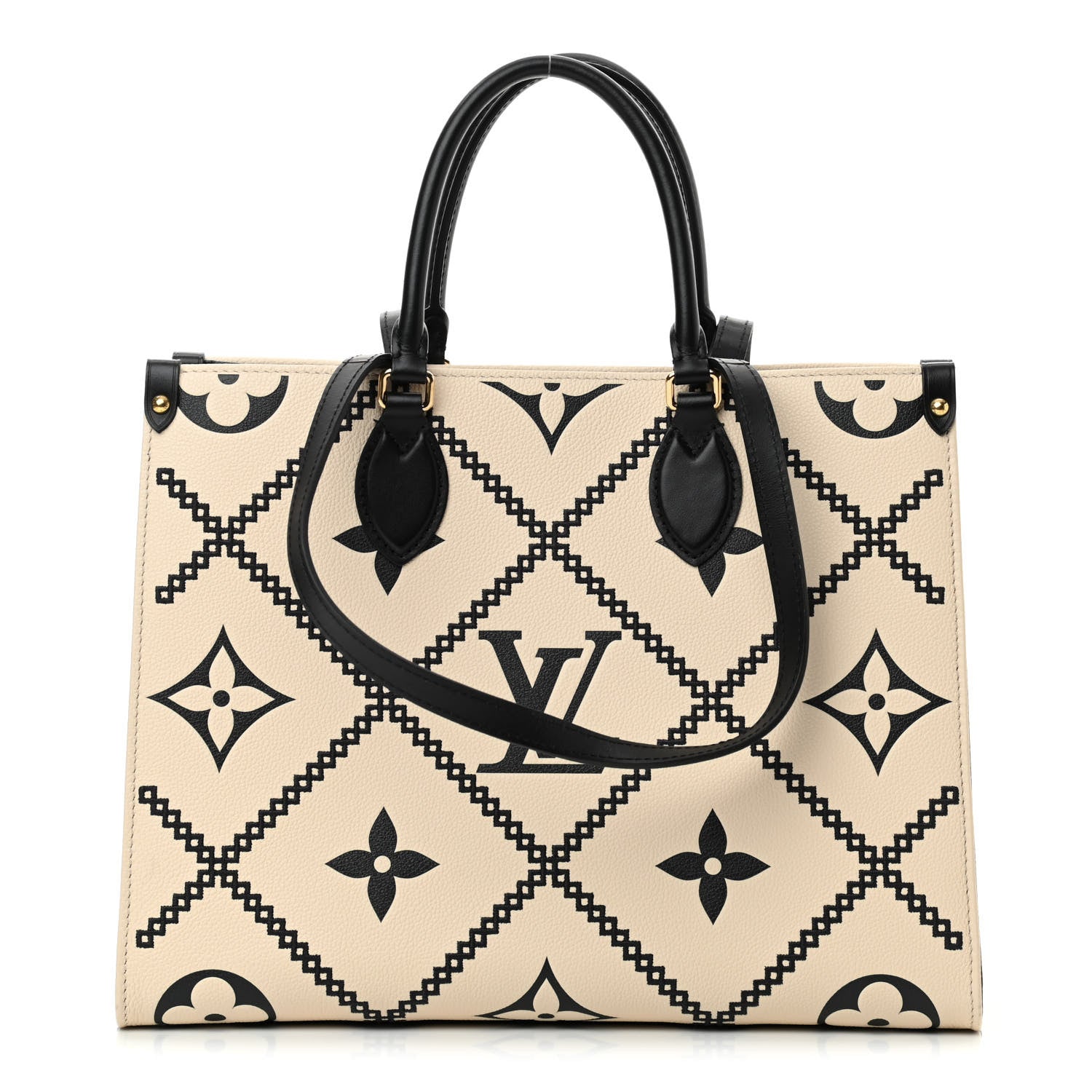 Louis Vuitton Empreinte Monogram Giant Broderies Onthego MM Cream Black 1 of 12