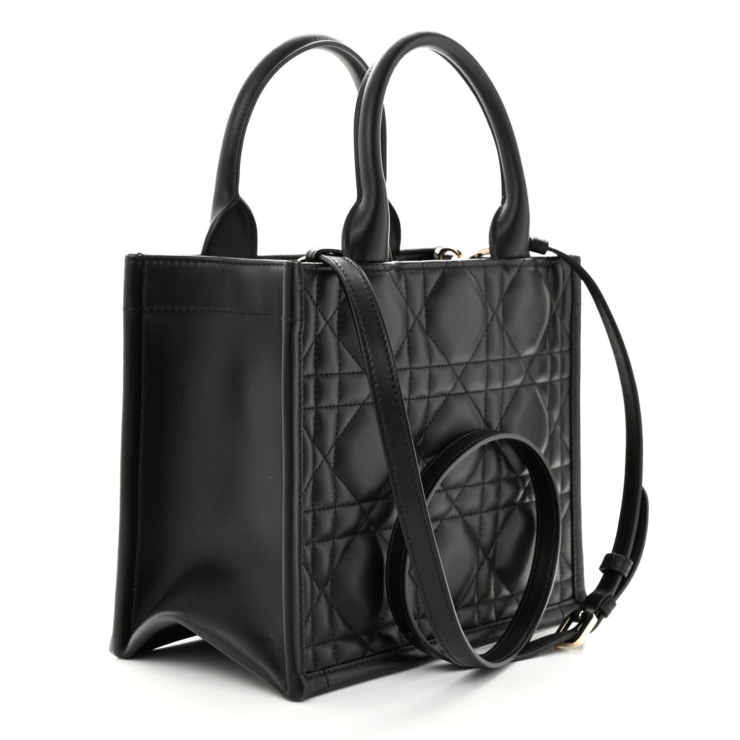 Christian Dior Calfskin Macro Cannage Small Book Tote Black 3 of 10