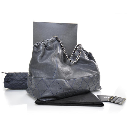 Chanel Leather Coco Cabas Navy Blue 2 of 11