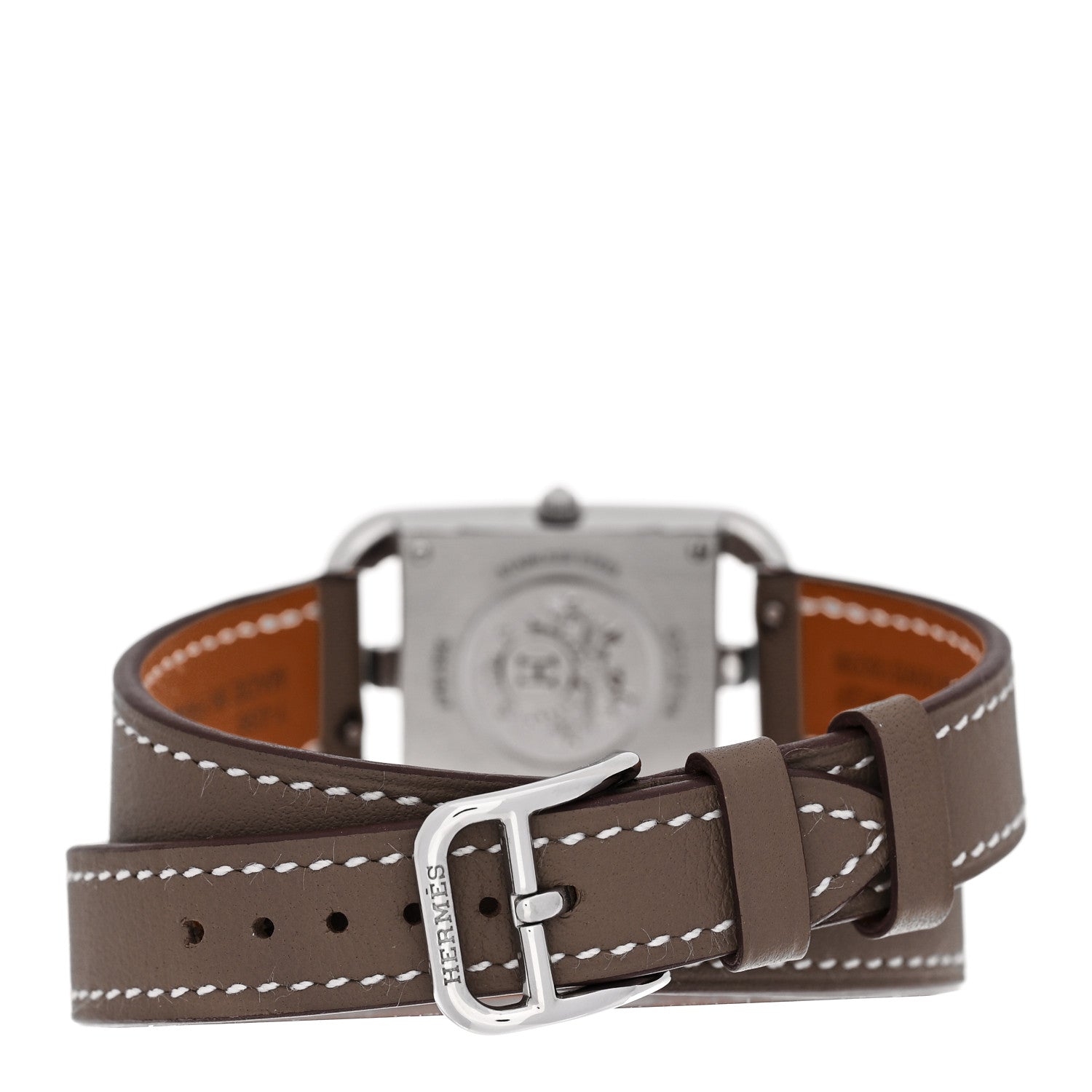 Hermes Stainless Steel Swift 23mm Cape Cod Double Tour Quartz Watch Etoupe 3 of 5