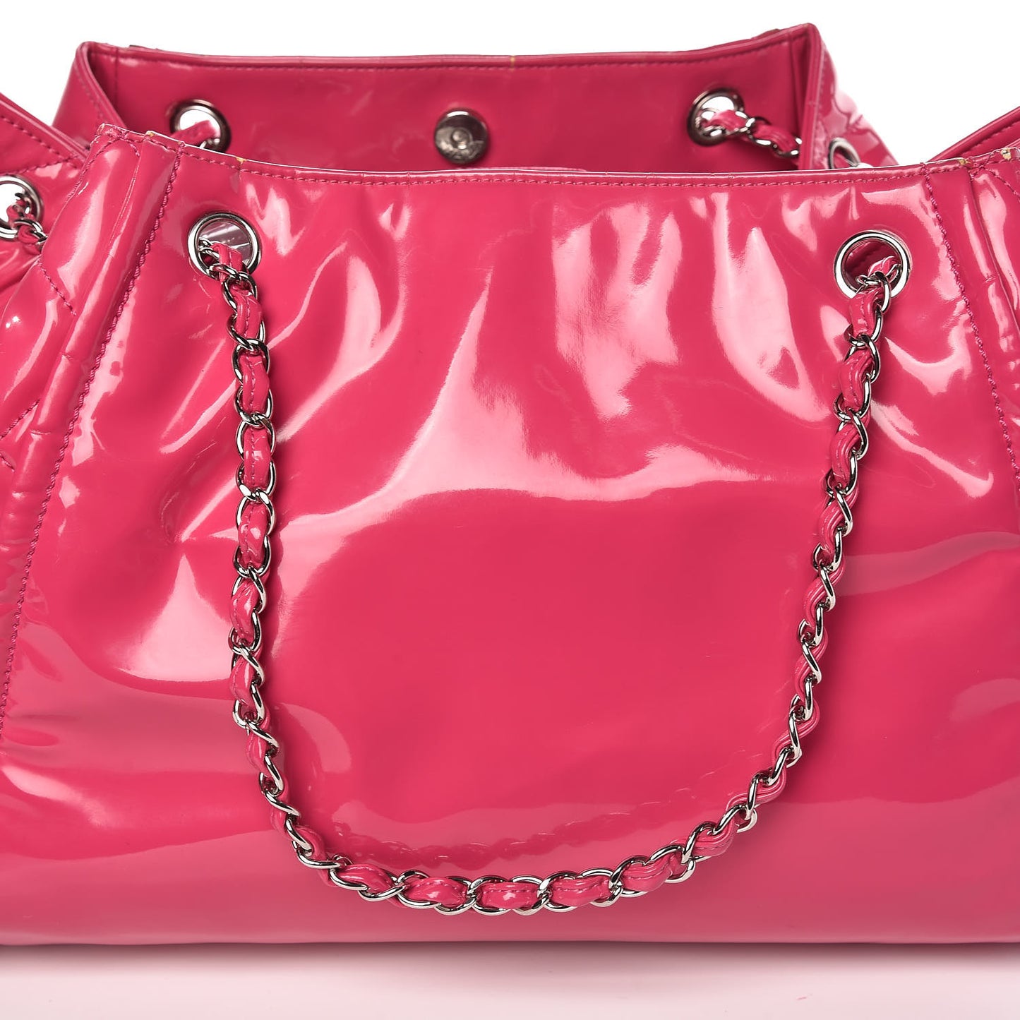 Vinyl Lipstick Ligne Accordion Tote Pink