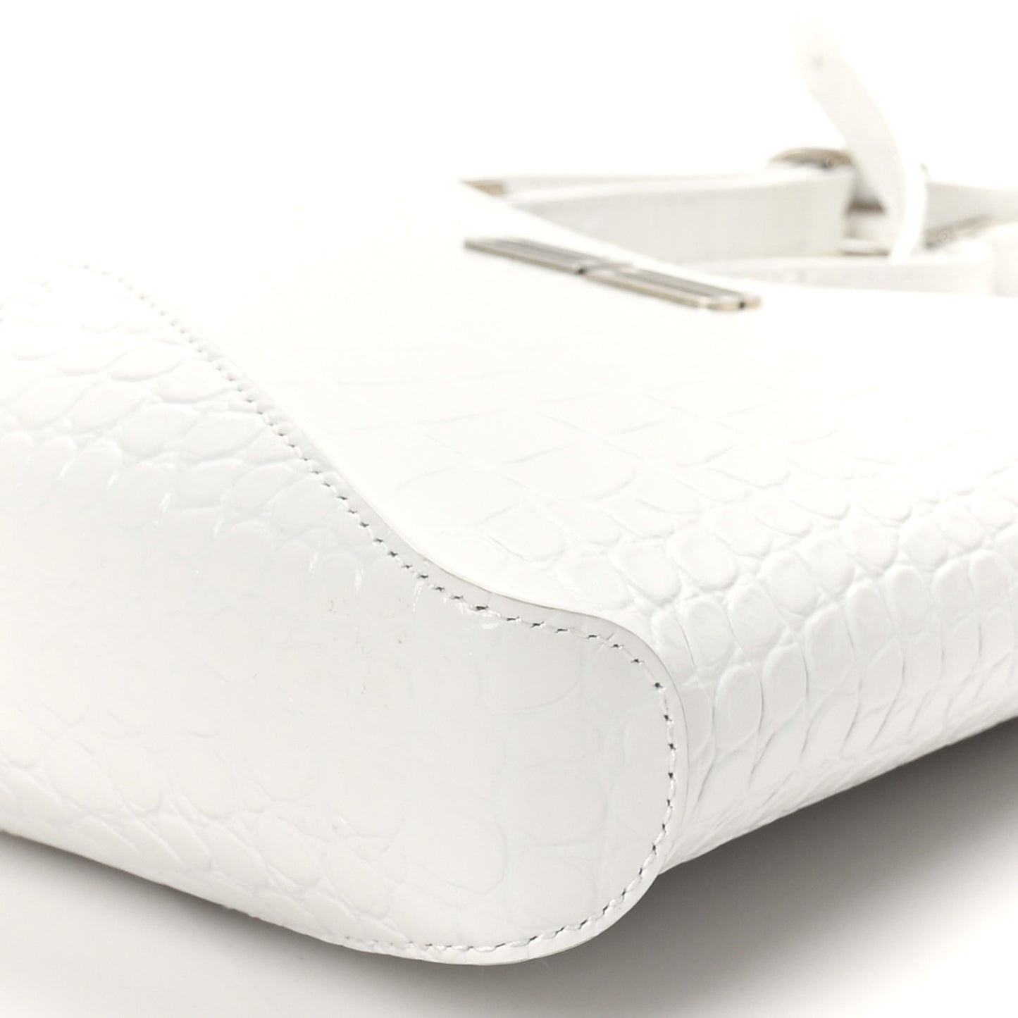 Shiny Super Supple Calfskin Crocodile Embossed Small XX Bag Optic White