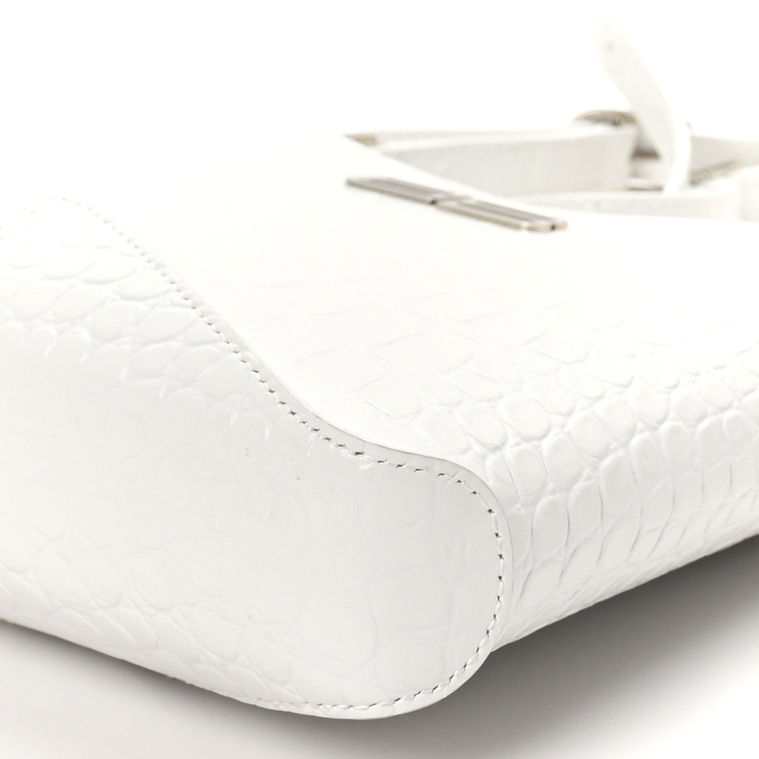 Balenciaga Shiny Super Supple Calfskin Crocodile Embossed Small XX Bag Optic White 10 of 10