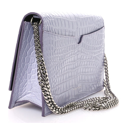 Alexander McQueen Calfskin Crocodile Embossed Skull Medium Shoulder Bag Lavender 3 of 10