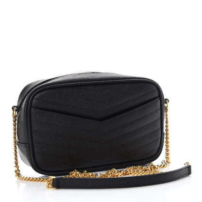 Saint Laurent Grain De Poudre Matelasse Monogram Mini Lou Camera Bag Black 3 of 11