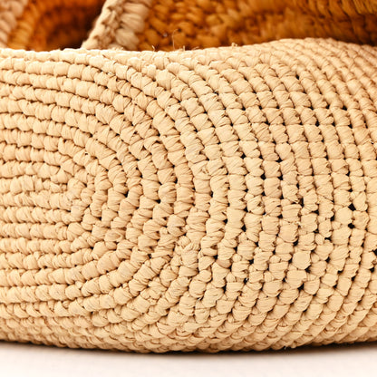Loewe Raffia Calfskin Paulas Ibiza Ruffle Pochette Bag Natural Yellow Tan 10 of 10