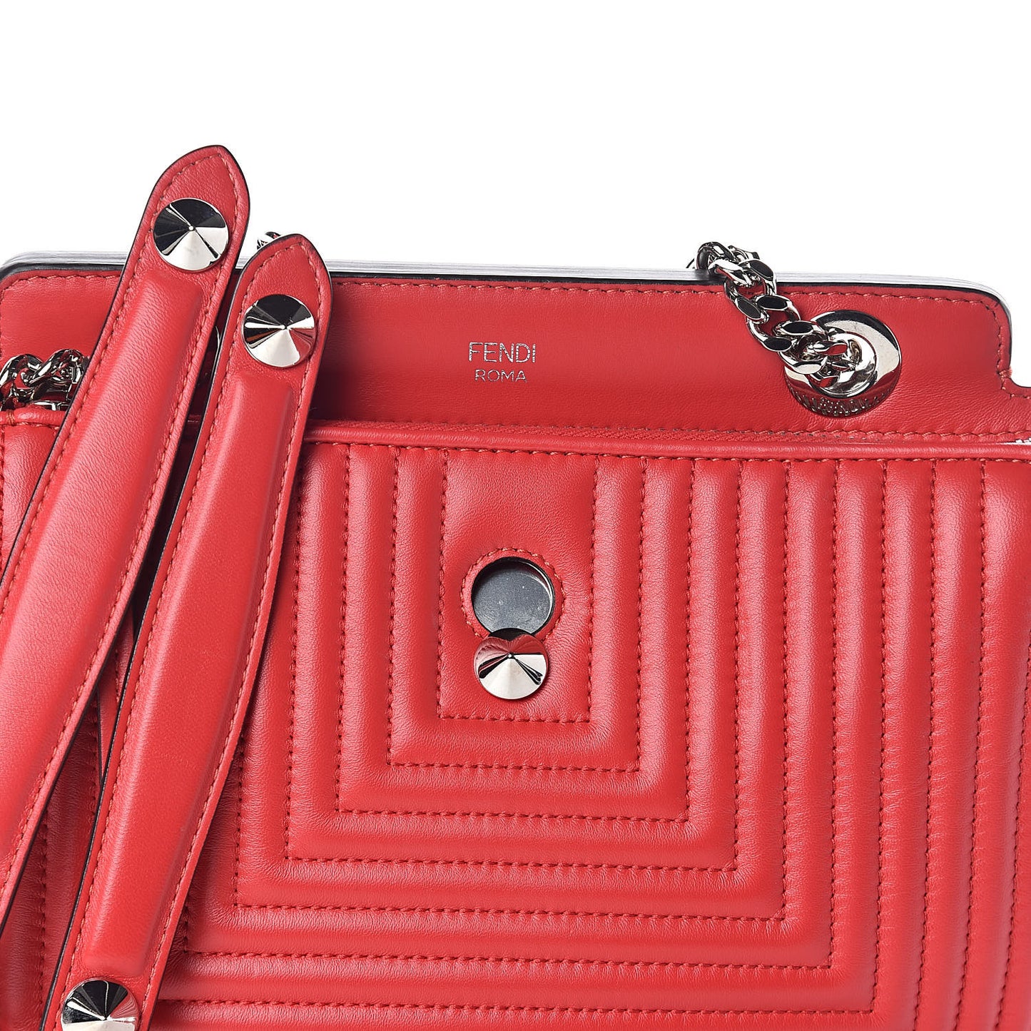 Shiny Nappa Trapuntata Small DotCom Click Chain Satchel Rojo