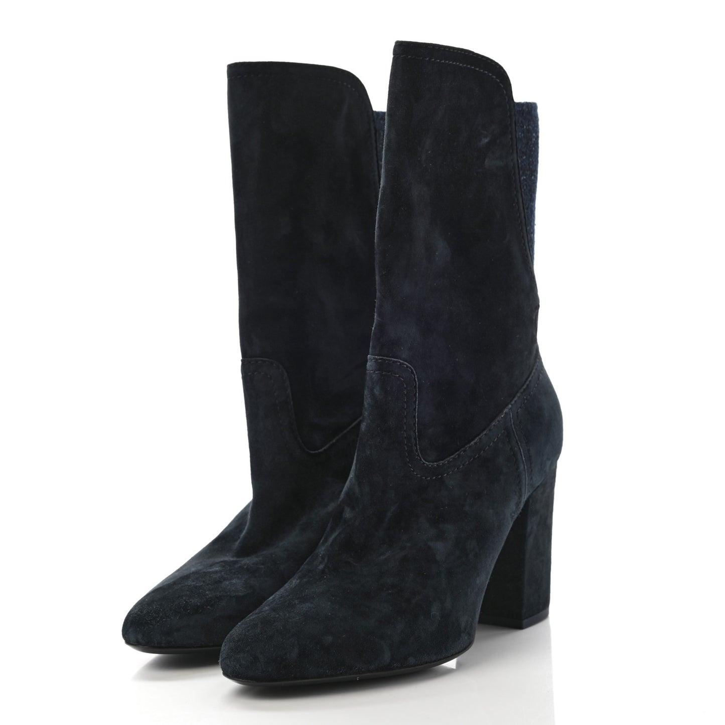 Suede Calfskin Fabric Short Boots 40.5 Blue