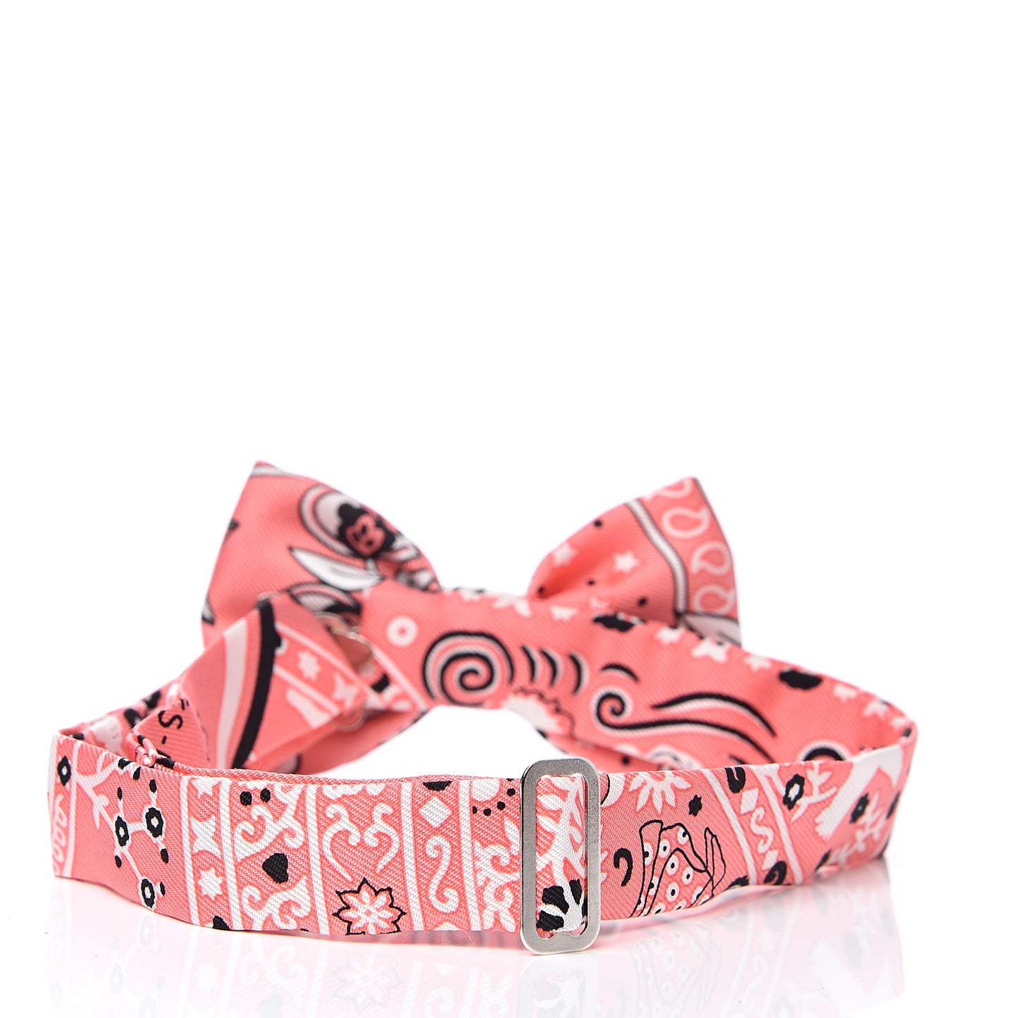 Silk Peuple Du Vent Bandana Twill Bow Tie Rose Malabar Black White