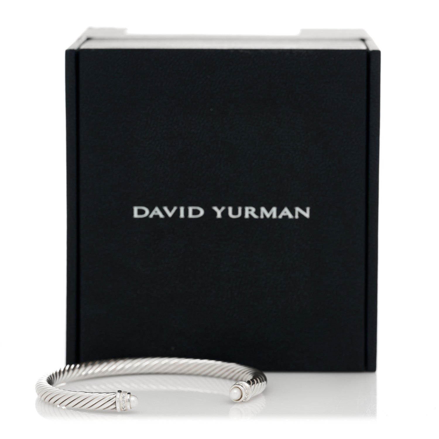 David Yurman Sterling Silver Diamond Pearl 5mm Cable Classics Bracelet 4 of 4