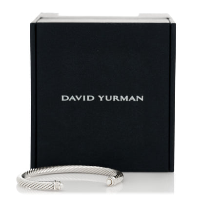 David Yurman Sterling Silver Diamond Pearl 5mm Cable Classics Bracelet 4 of 4