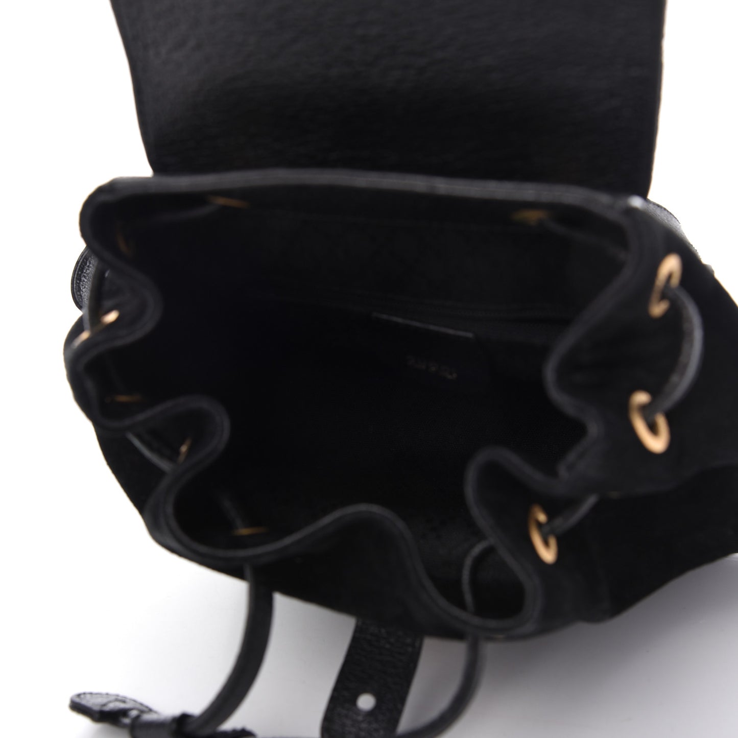 Calfskin Suede Bamboo Backpack Black