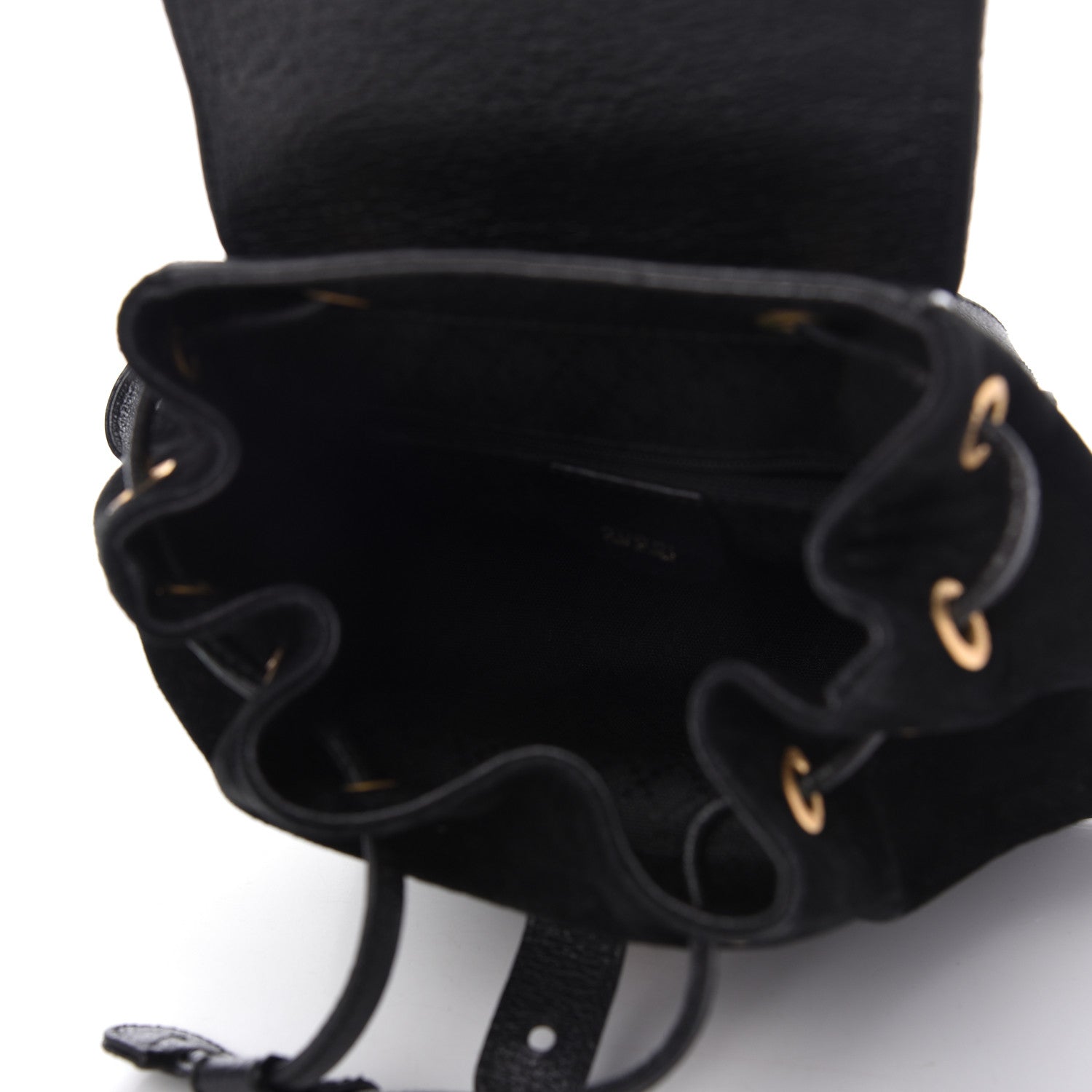 Gucci Calfskin Suede Bamboo Backpack Black 5 of 9