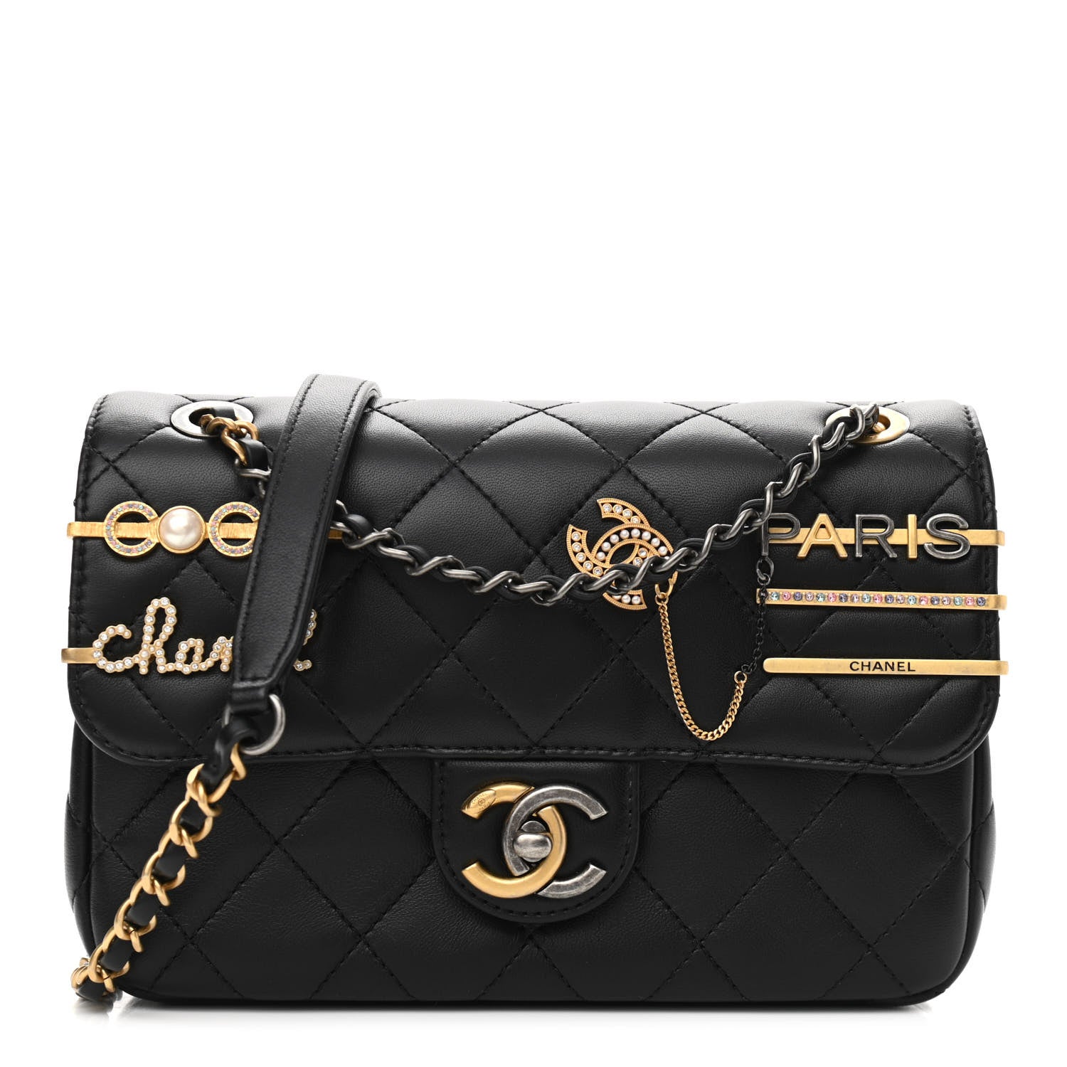 Chanel Lambskin Quilted Small Coco Clips Single Flap Black 1 of 12