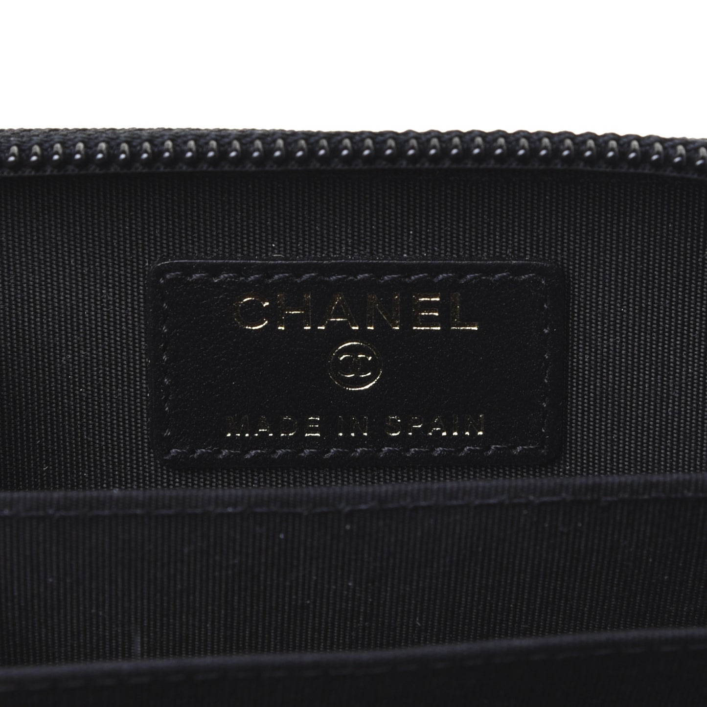 Caviar Chevron Quilted Boy Zip Around Coin Purse Wallet Black