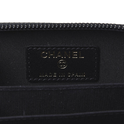 Chanel Caviar Chevron Quilted Boy Zip Around Coin Purse Wallet Black 8 of 11