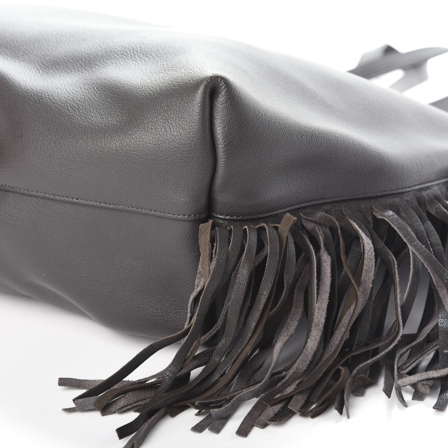 Saint Laurent Calfskin Large Fringe Shopping Tote Dark Grey 10 of 10