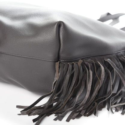 Saint Laurent Calfskin Large Fringe Shopping Tote Dark Grey 10 of 10