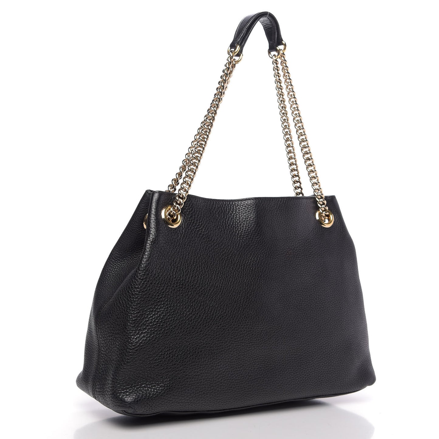 Pebbled Calfskin Medium Soho Chain Shoulder Bag Black