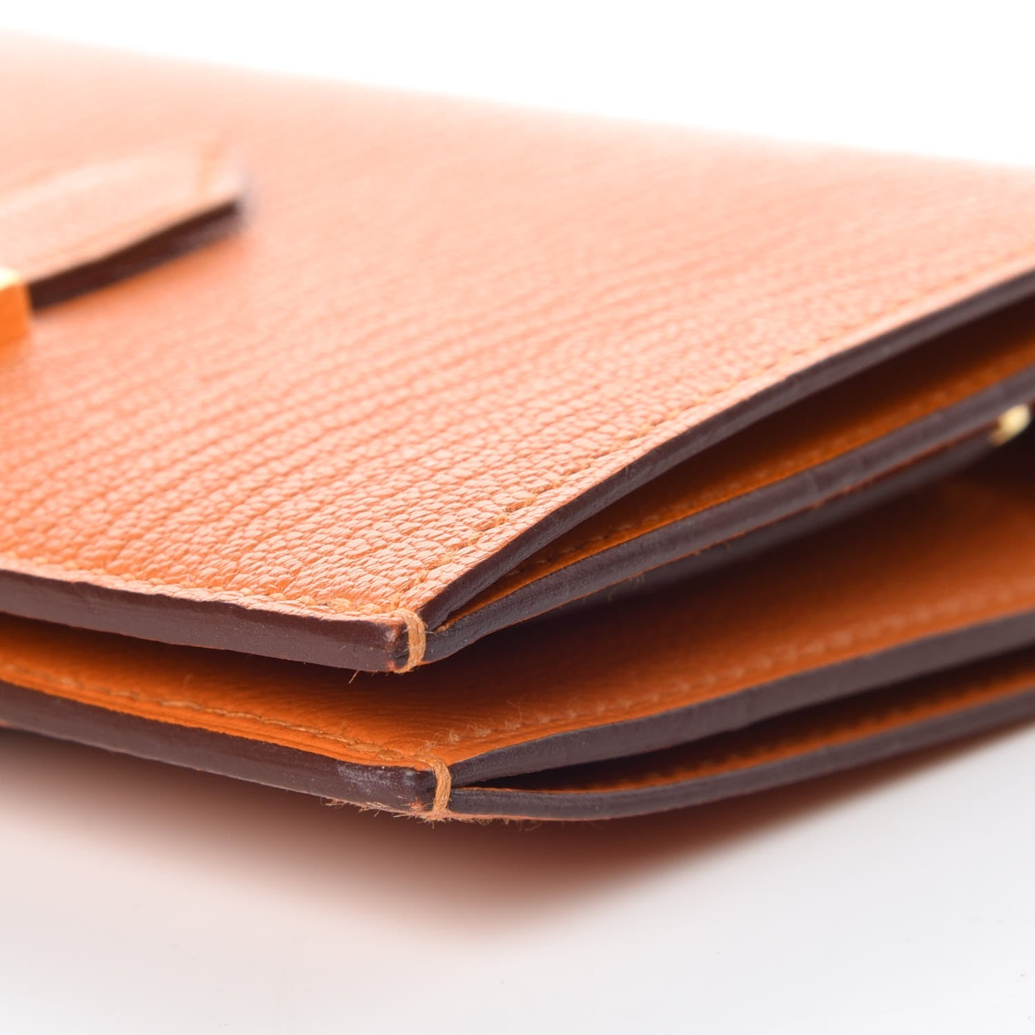 Hermes Chevre Mysore Bearn Compact Wallet Orange 9 of 14